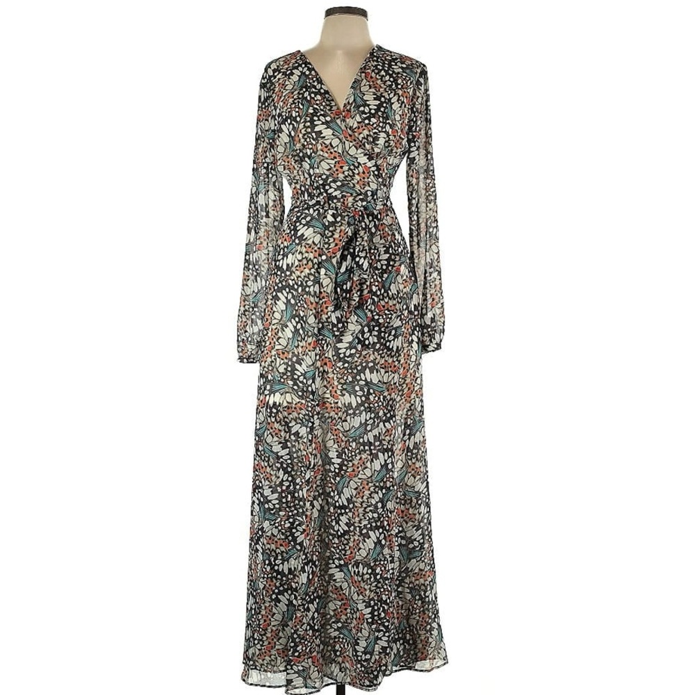 Butterfly Chiffon Wrap Dress  - Hutch/Anthropologie , Large Warp Dress